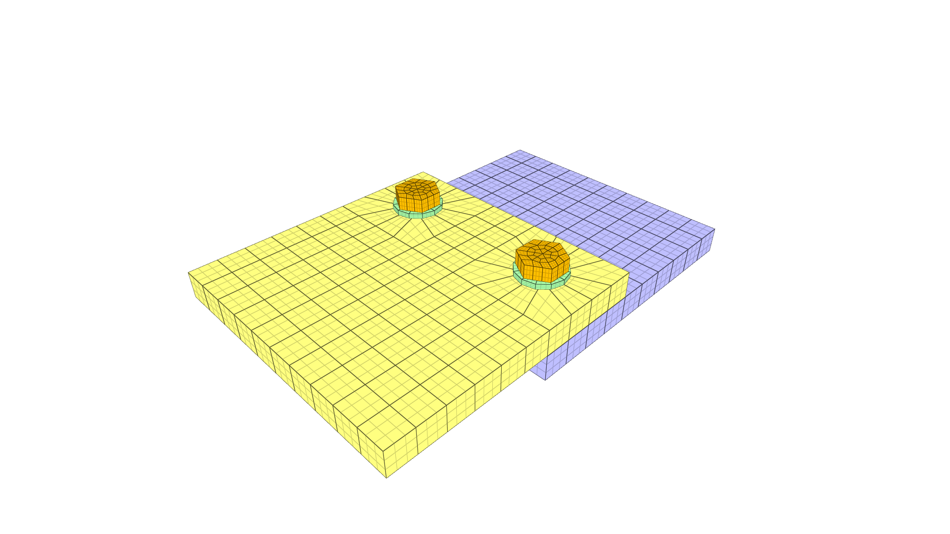 Bolts positioned using local coordinate systems.