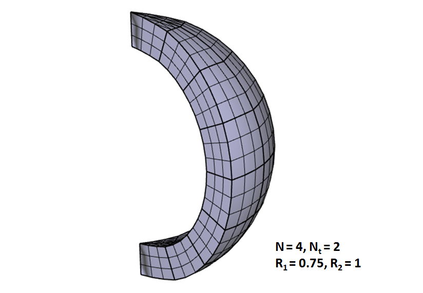 $45^\circ$ hollow sphere slice.