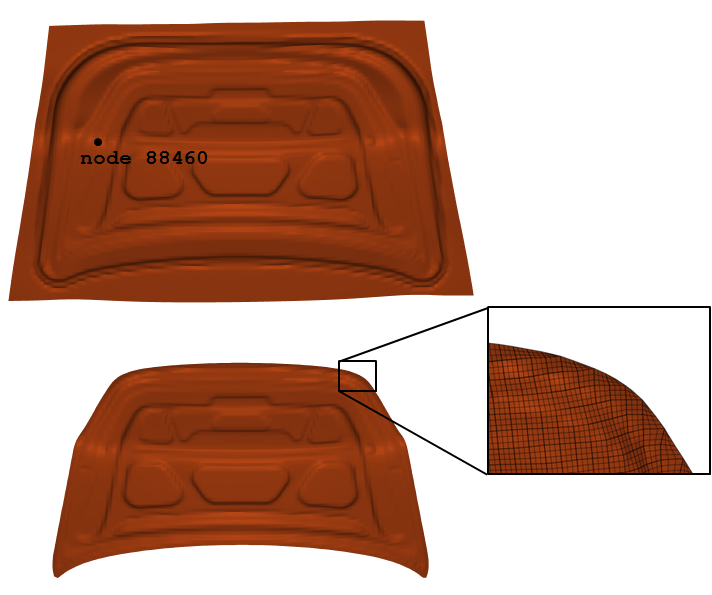 Metal sheet before and after trimming.