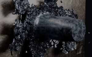 Bullet impacting a wall rendered with Blender