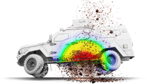 Mine-Resistant Ambush Protected vehicle exposed to IED