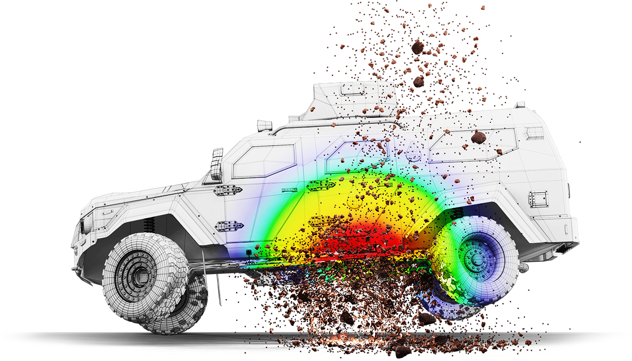 Mine-Resistant Ambush Protected vehicle exposed to IED