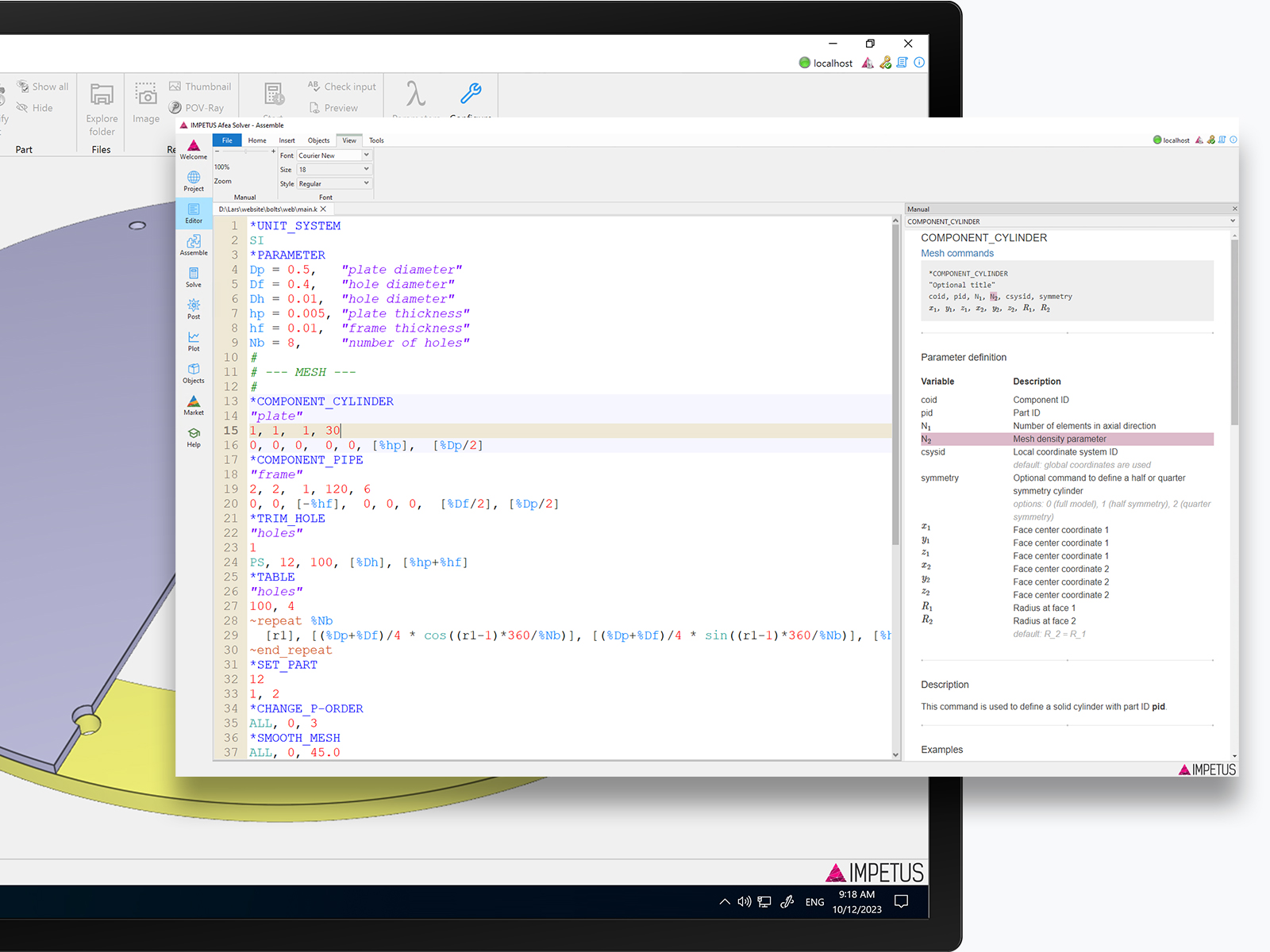 Input file showcasing a parametrised model