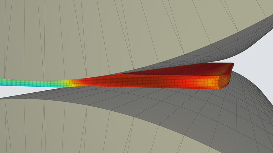 Heated slab in a hot rolling simulation